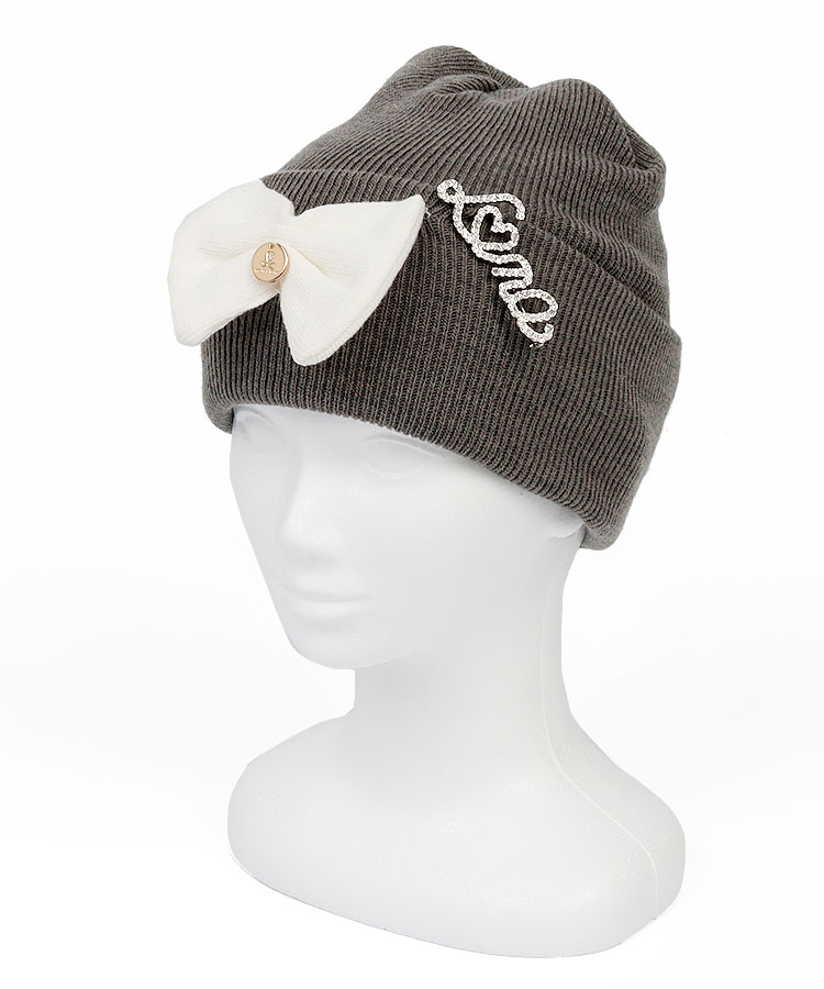 マーク&ロナ ホワイト スカルバッジ キャップ リボン付き