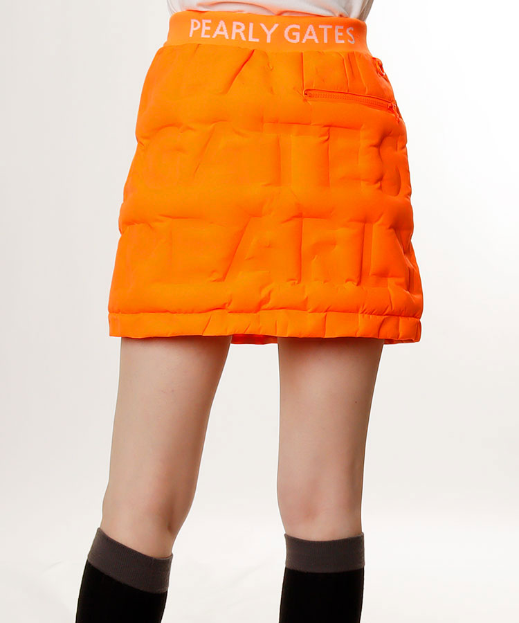 パーリーゲイツ レディース スカート 中綿 ダウン オレンジ サイズ1 【新品】 パーリーゲイツ PG 【軽量保温】ドビーストライプ3WAYダウンジャケット