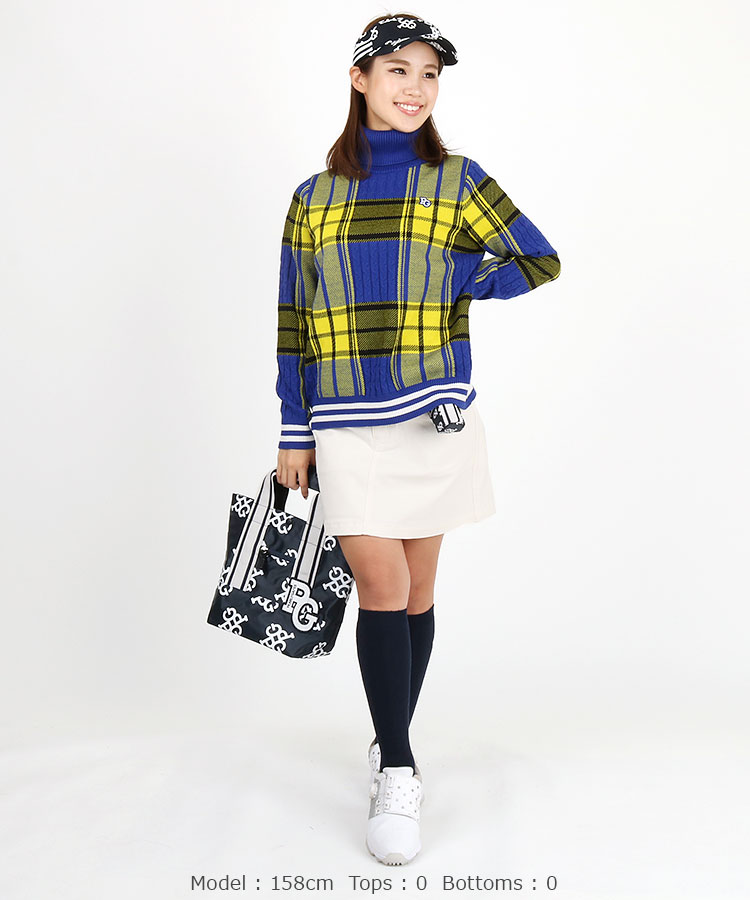 パーリーゲイツ Pg 大判チェック柄 タートル長袖ニット レディースゴルフウェア通販 キュルキュルセレクト Curucuru Select