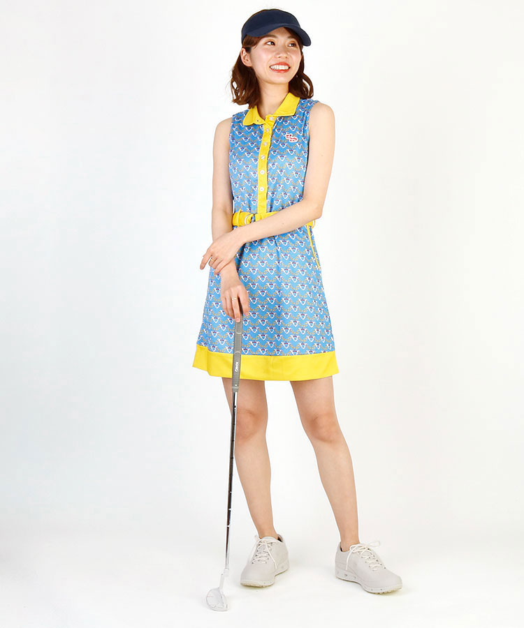 エフィカス Ef Marineアンカー柄 ベルト付きノースリーブワンピ レディースゴルフウェア通販 キュルキュルセレクト Curucuru Select