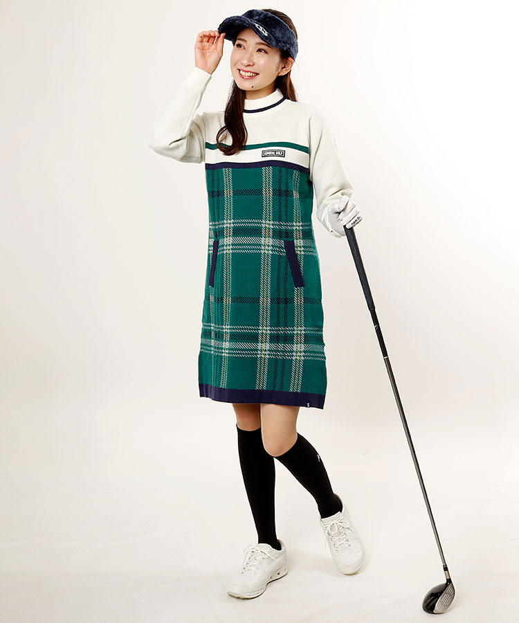 アドミラルゴルフ Am Bigチェック ニットワンピース レディースゴルフウェア通販 キュルキュルセレクト Curucuru Select