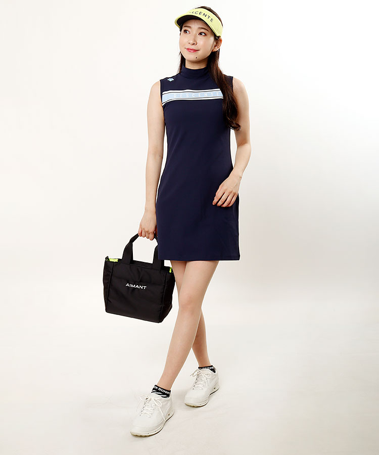 デサントゴルフ De エコ鹿の子 モックネックノースリーブワンピ レディースゴルフウェア通販 キュルキュルセレクト Curucuru Select