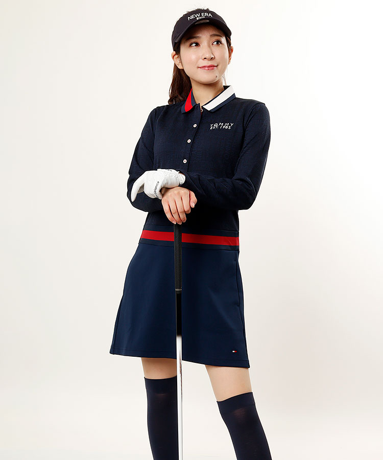 トミーヒルフィガーゴルフ Th 抗菌防臭 ジャガードロゴ切替ワンピ レディースゴルフウェア通販 キュルキュルセレクト Curucuru Select